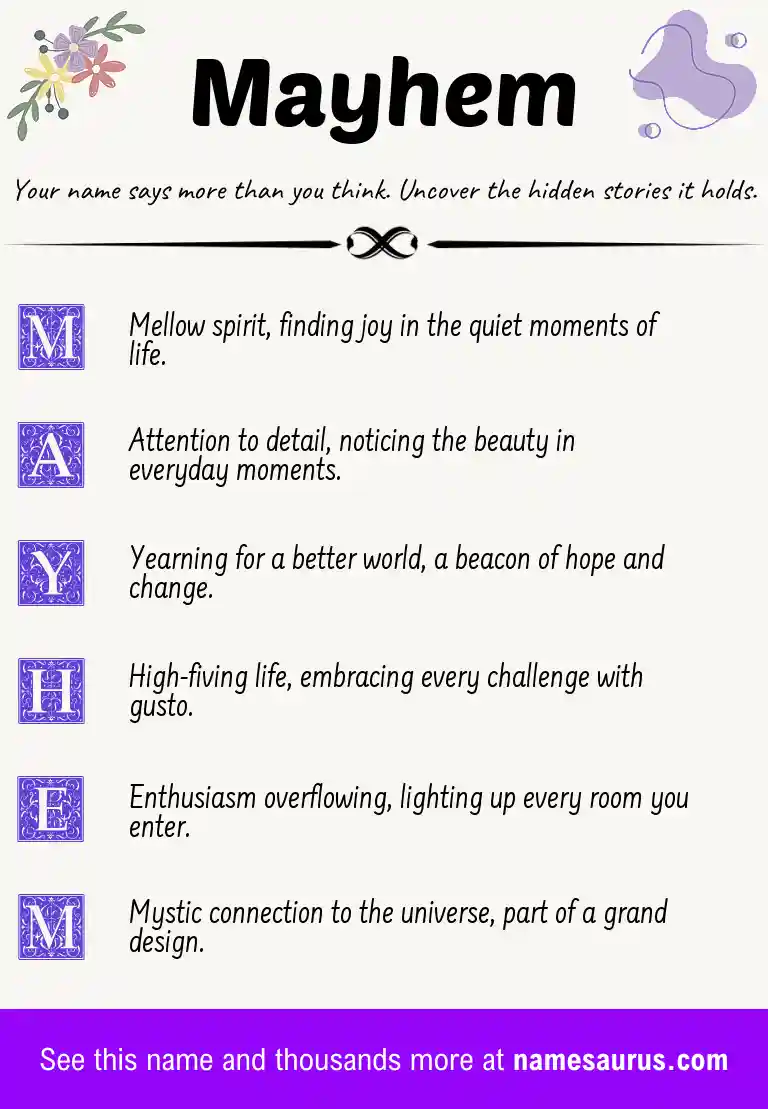 Acrostic poem about Mayhem.
