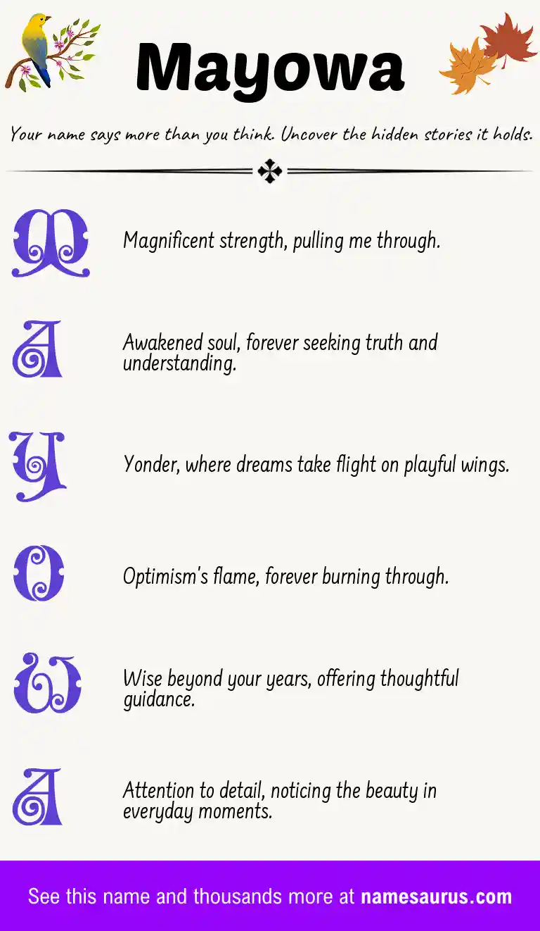 Acrostic poem about Mayowa.