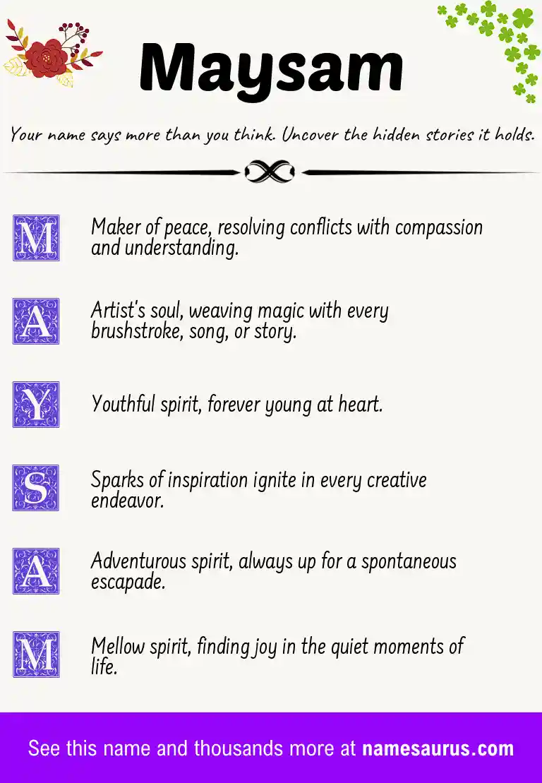 Acrostic poem about Maysam.