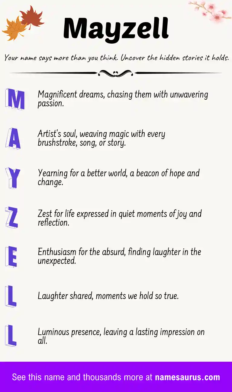 Acrostic poem about Mayzell.