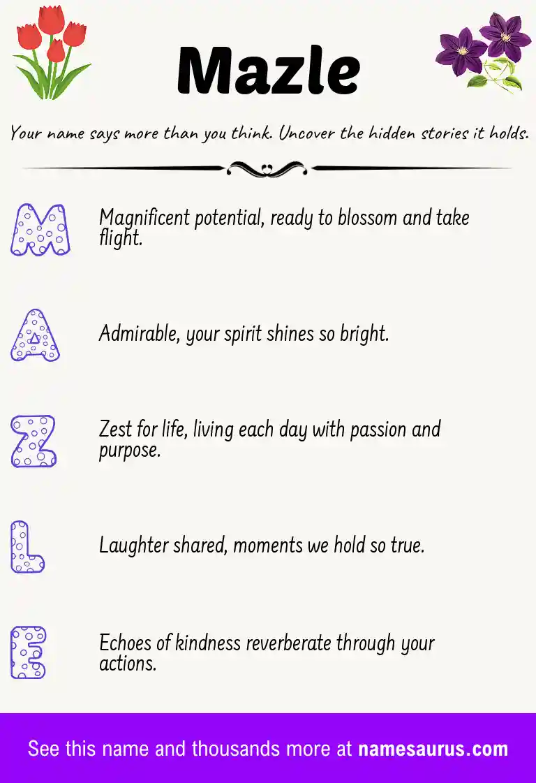 Acrostic poem about Mazle.