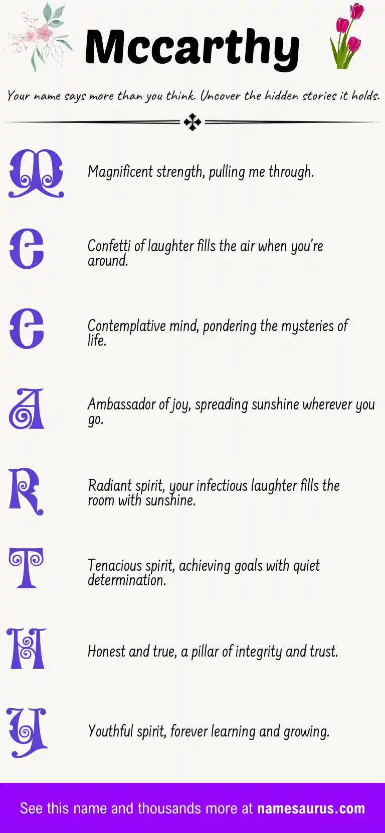 Acrostic poem about McCarthy.