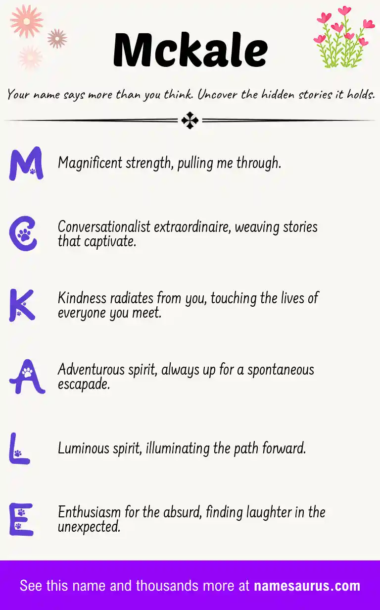 Acrostic poem about Mckale.