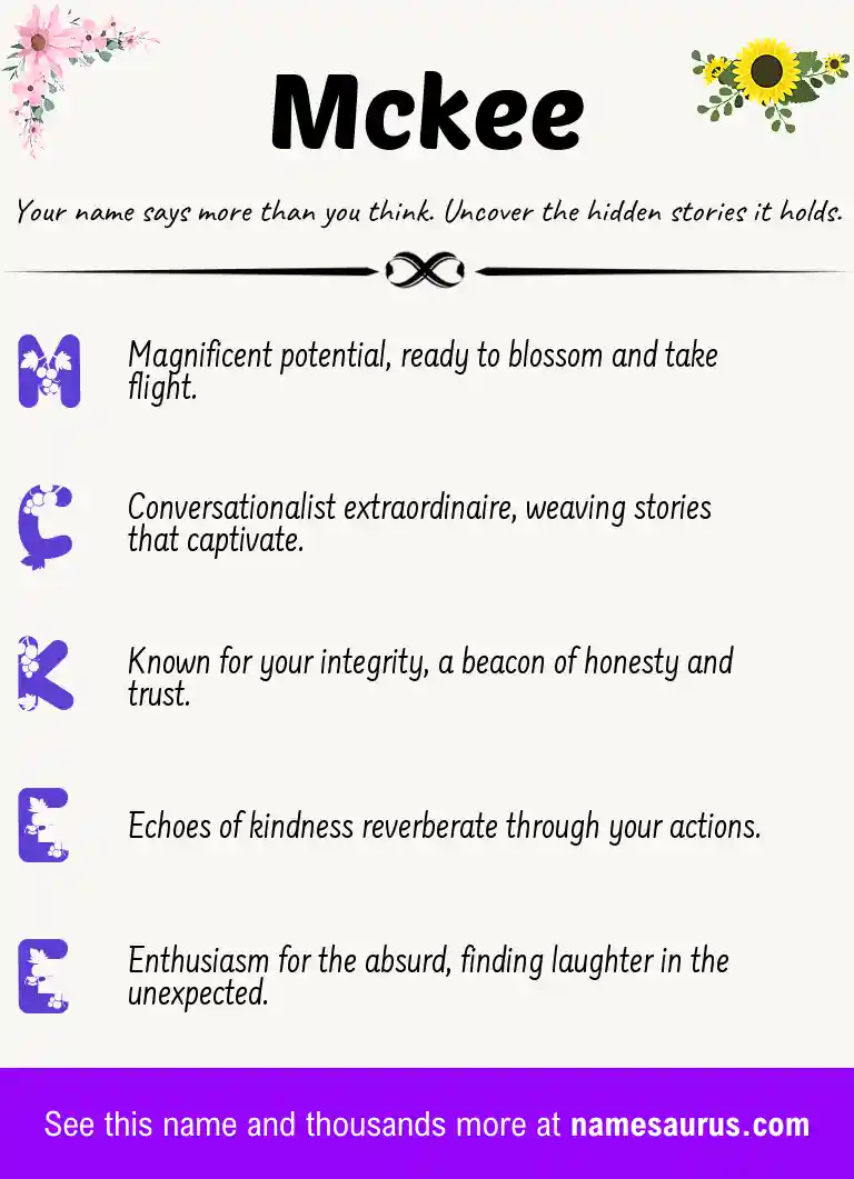 Acrostic poem about Mckee.