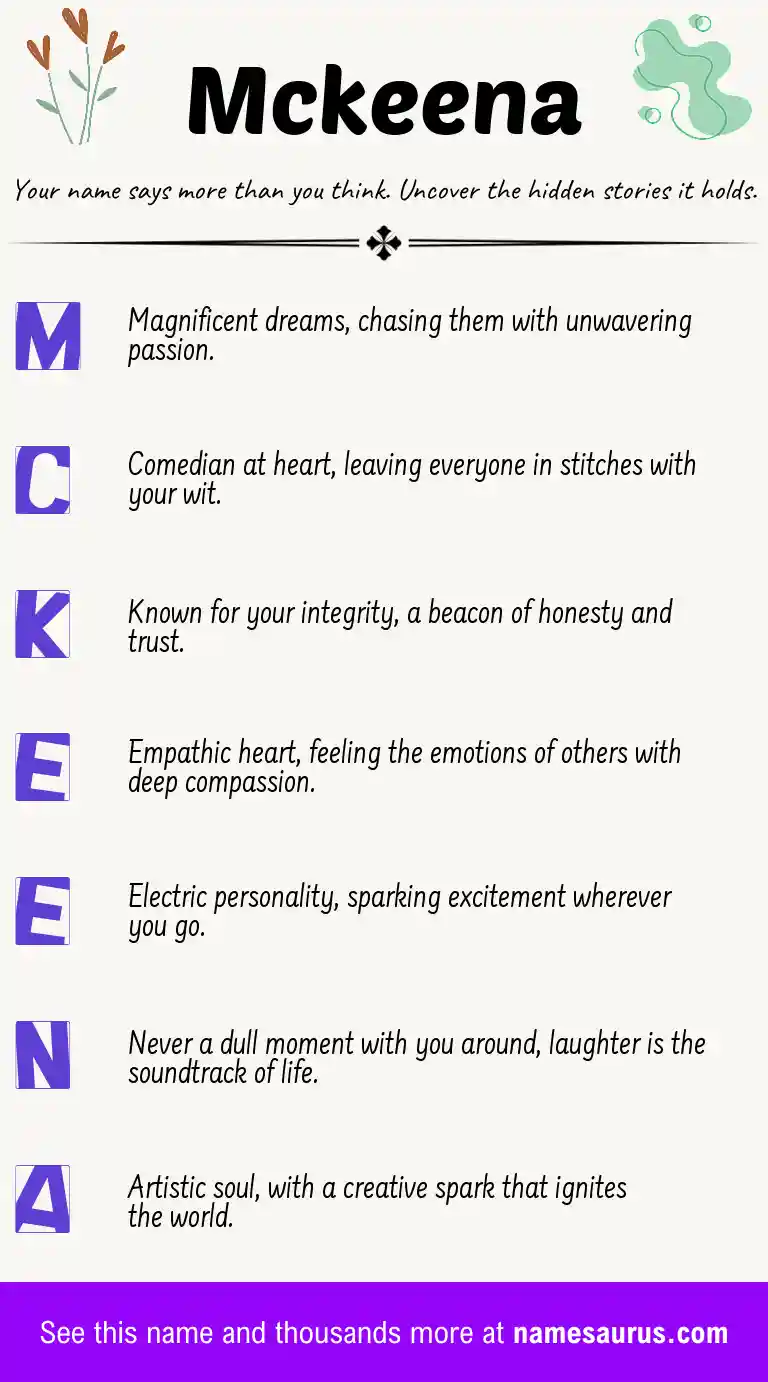 Acrostic poem about Mckeena.