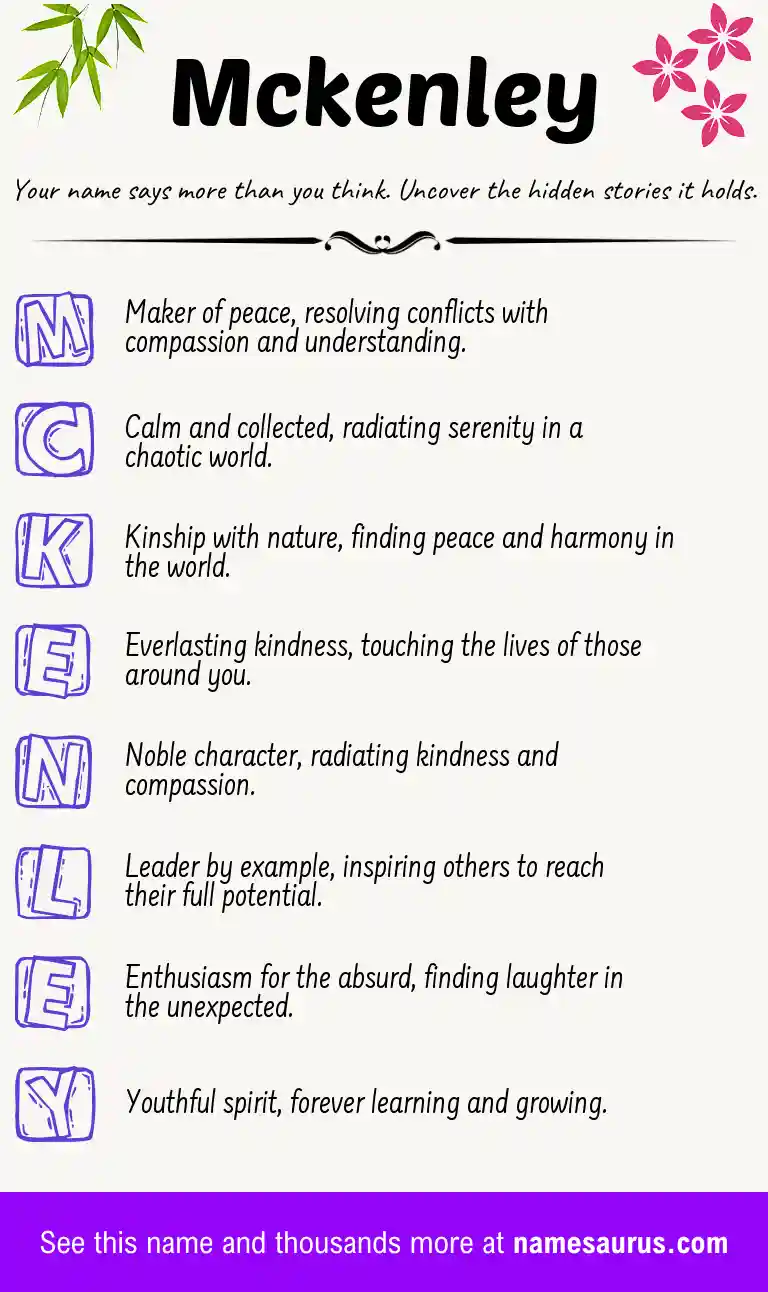 Acrostic poem about Mckenley.