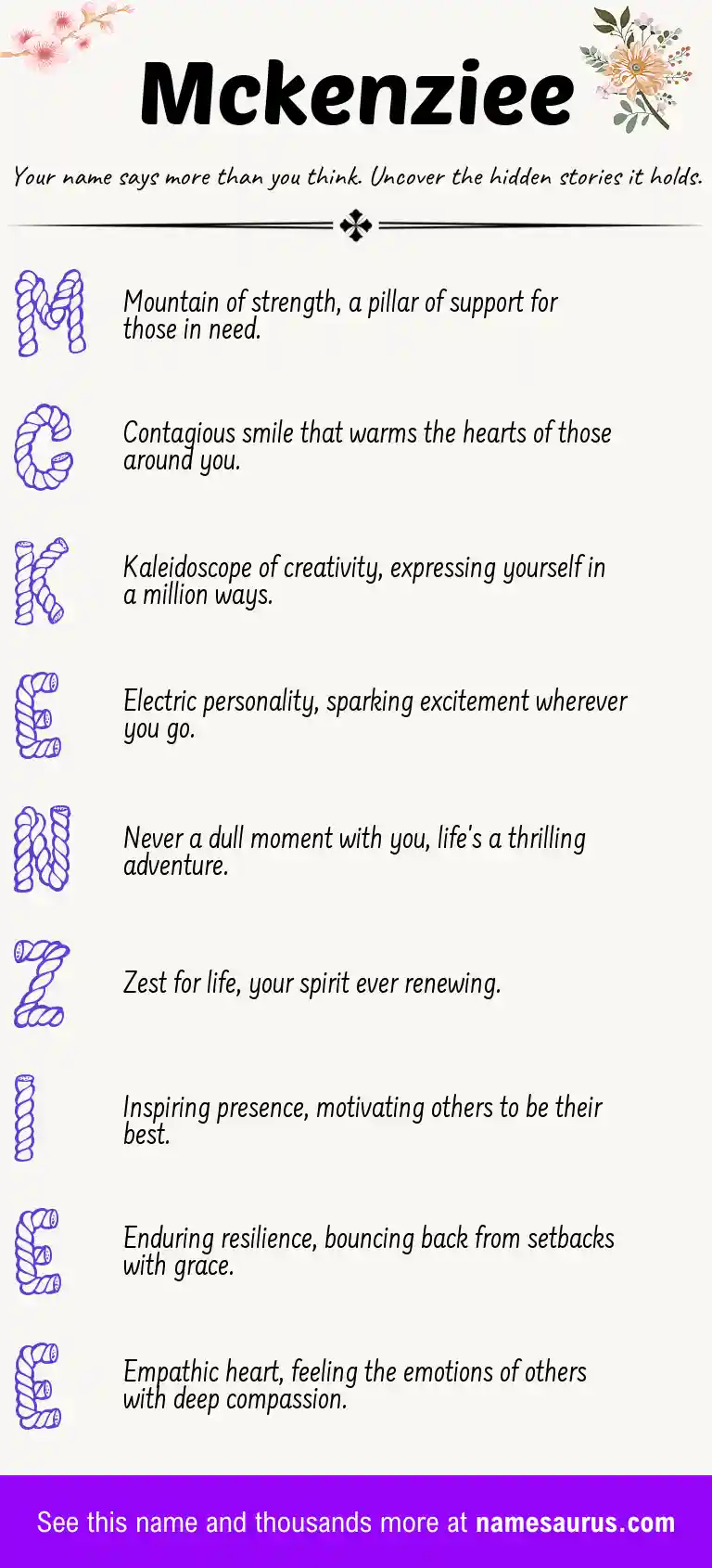 Acrostic poem about Mckenziee.