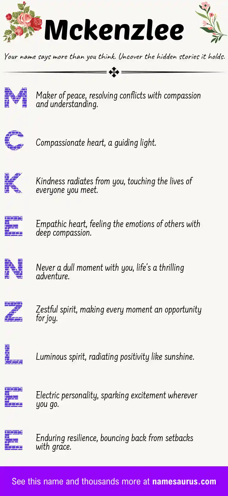 Acrostic poem about Mckenzlee.