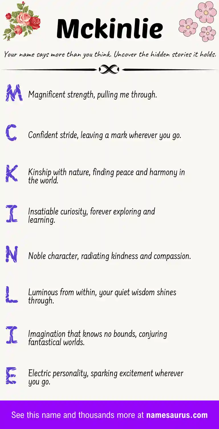 Acrostic poem about Mckinlie.