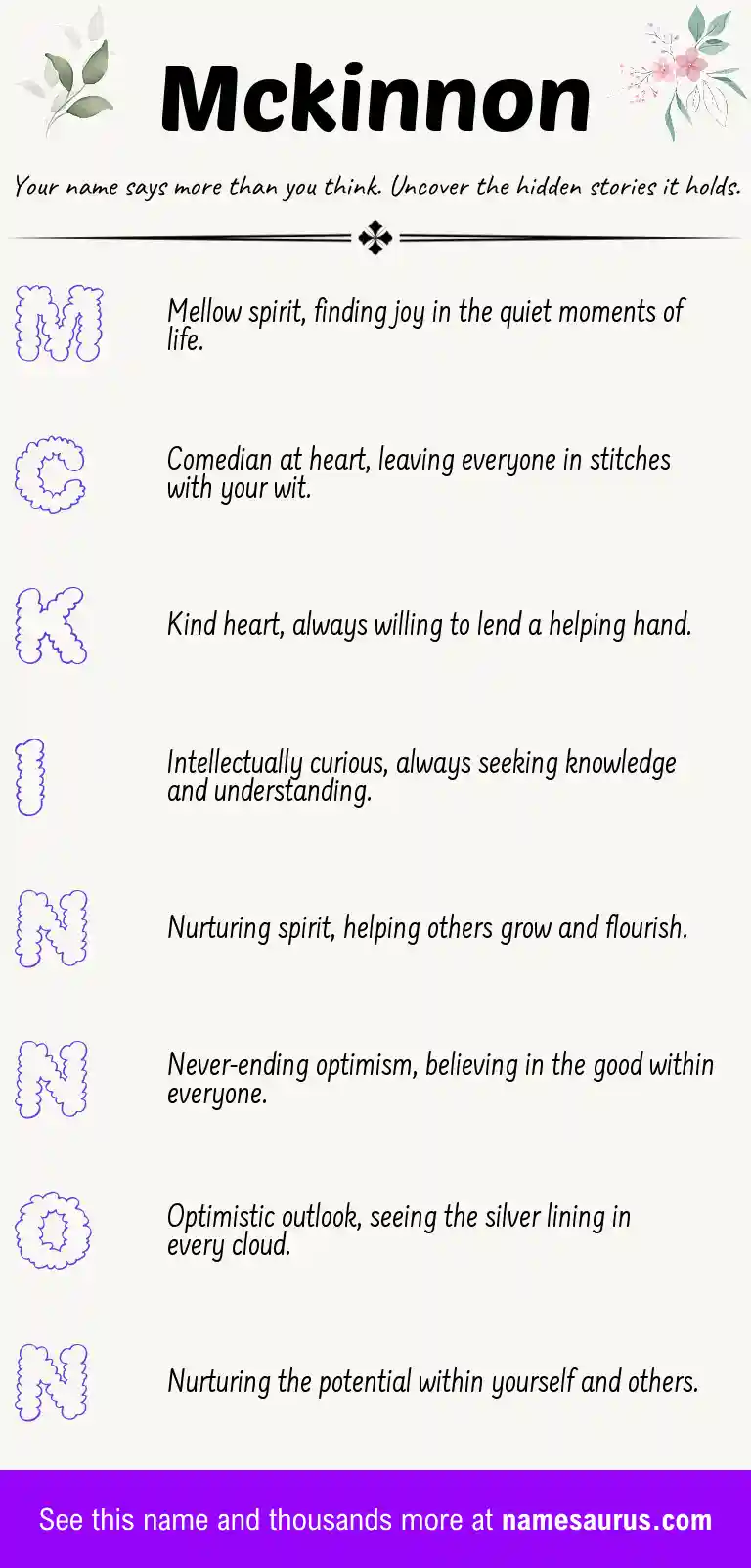 Acrostic poem about Mckinnon.