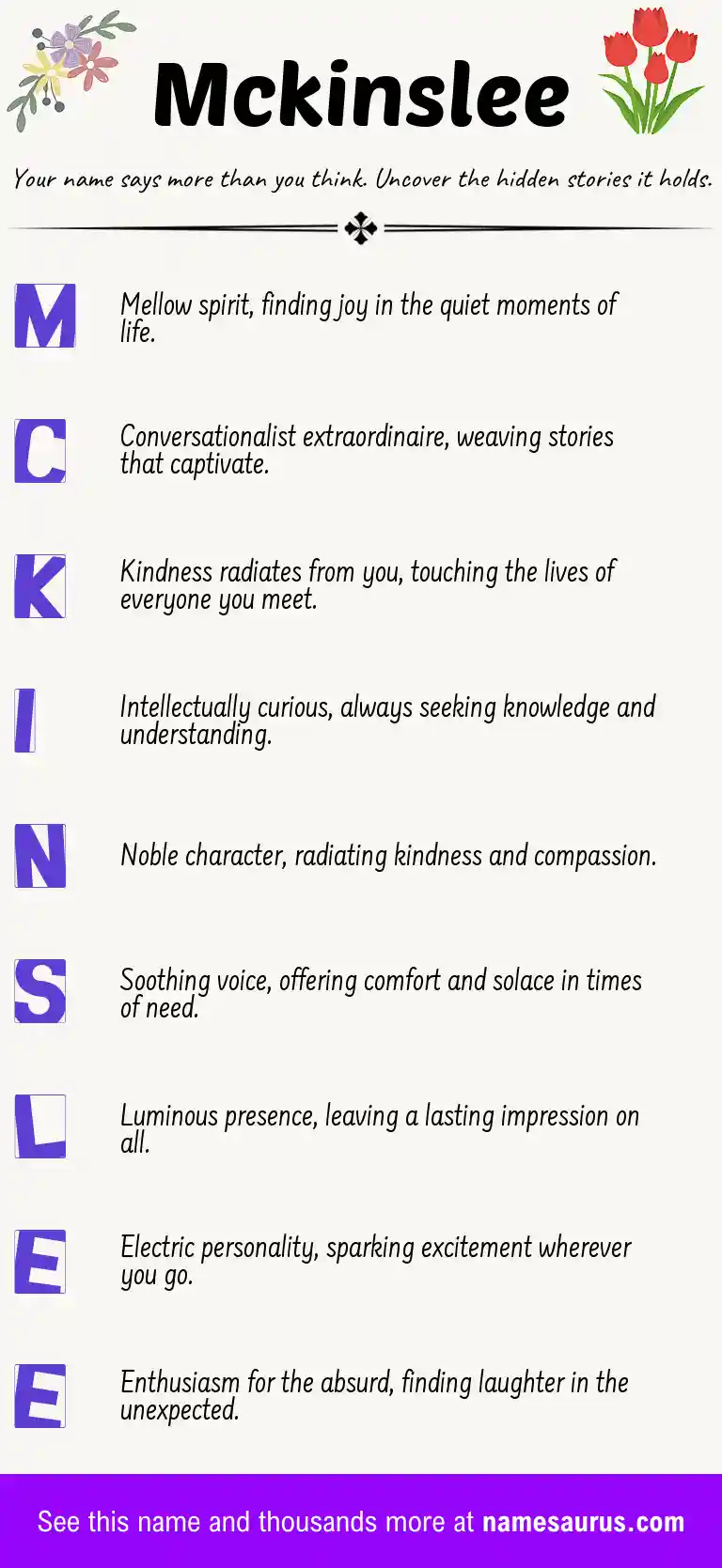 Acrostic poem about Mckinslee.