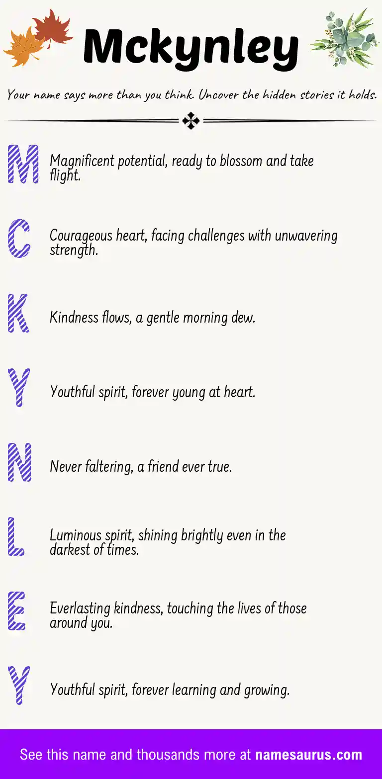 Acrostic poem about Mckynley.