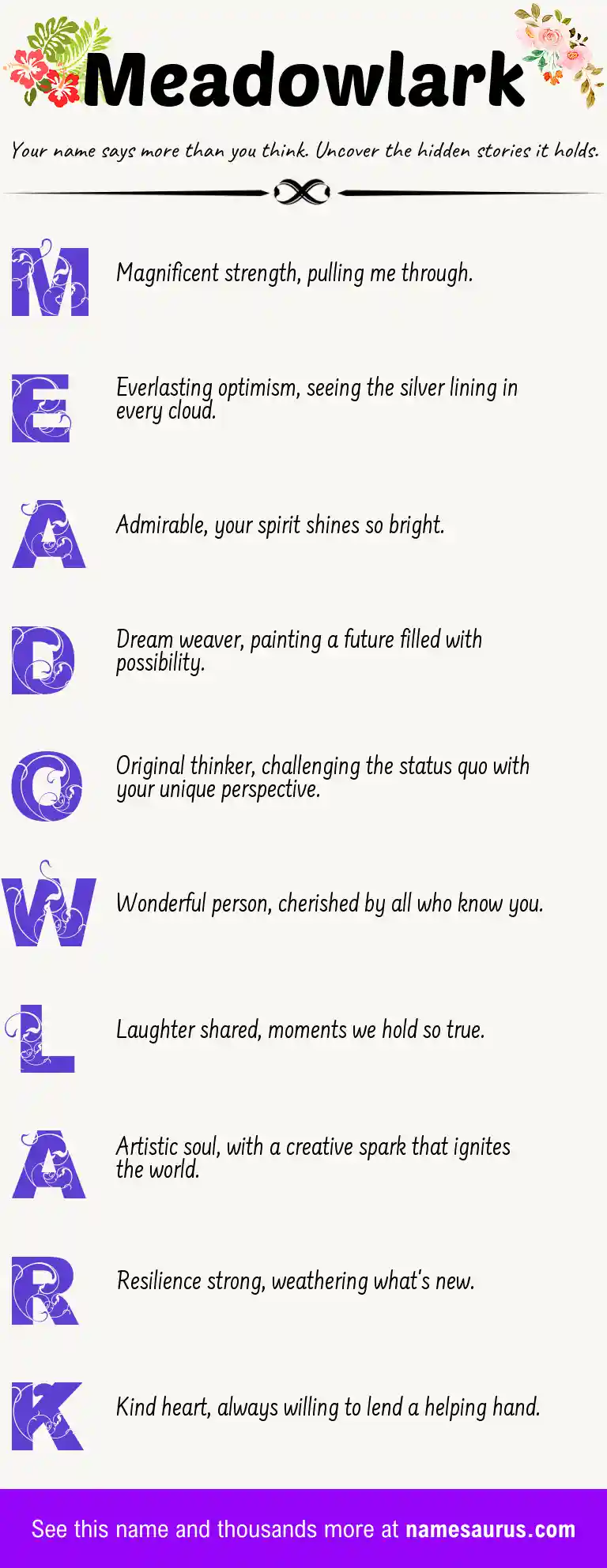 Acrostic poem about Meadowlark.