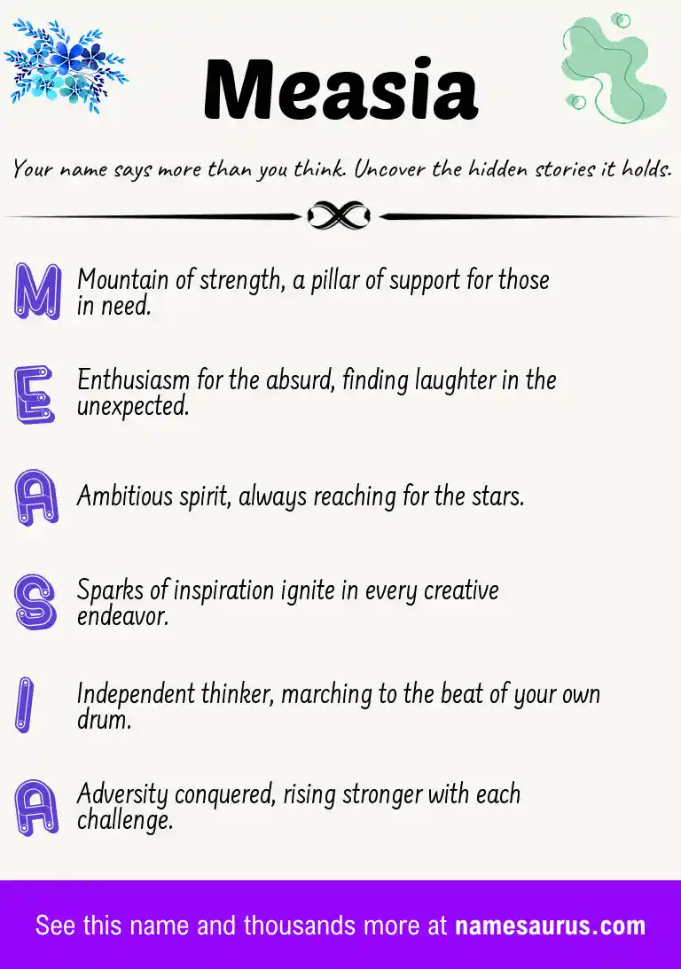 Acrostic poem about Measia.