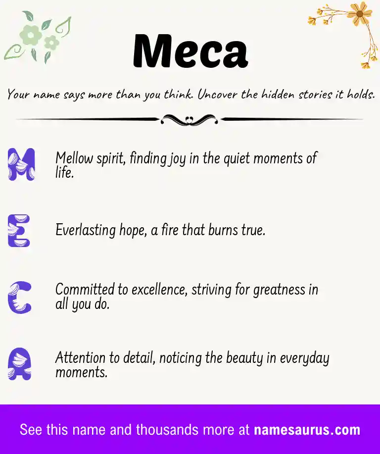 Acrostic poem about Meca.