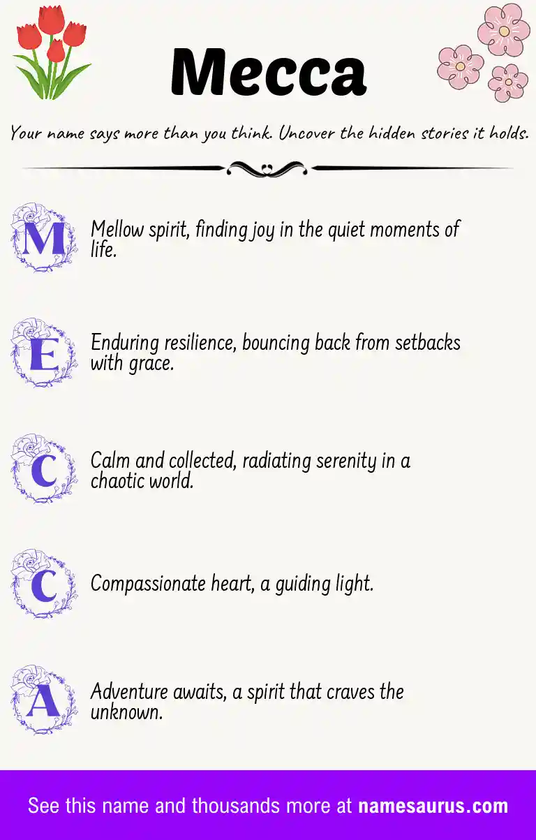 Acrostic poem about Mecca.
