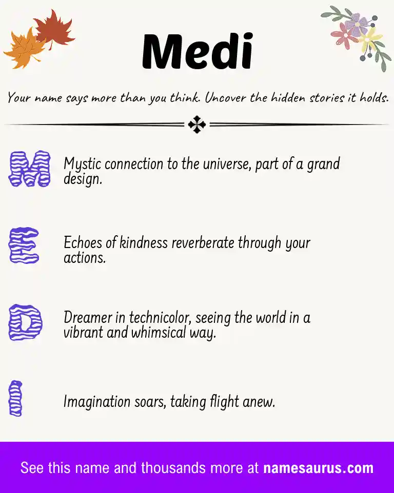 Acrostic poem about Medi.