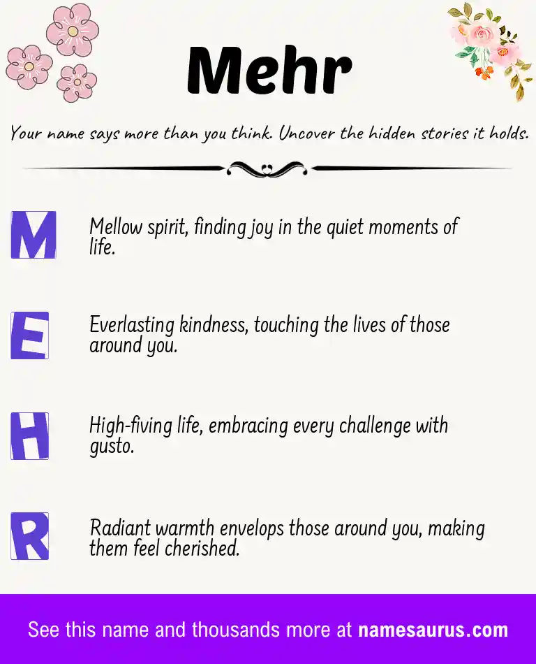 Acrostic poem about Mehr.