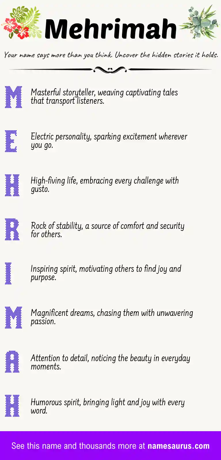 Acrostic poem about Mehrimah.