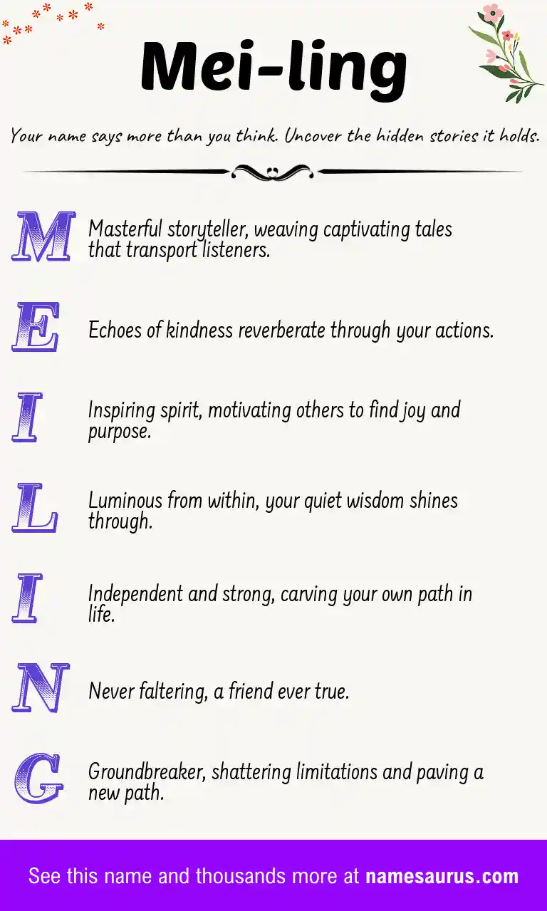 Acrostic poem about Mei-ling.