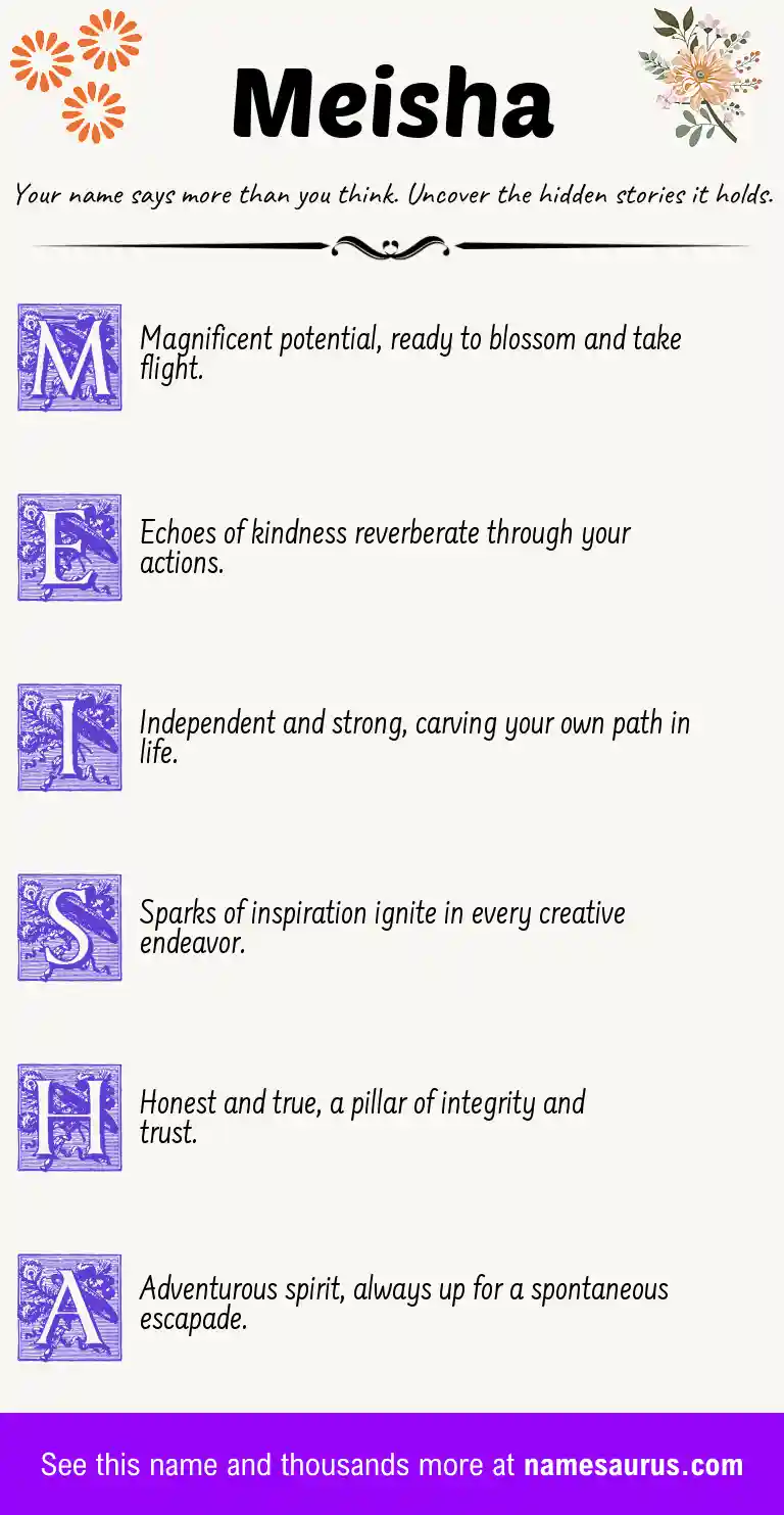 Acrostic poem about Meisha.