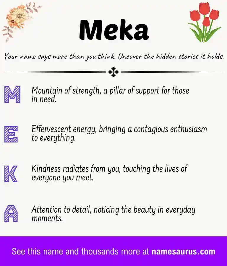 Acrostic poem about Meka.