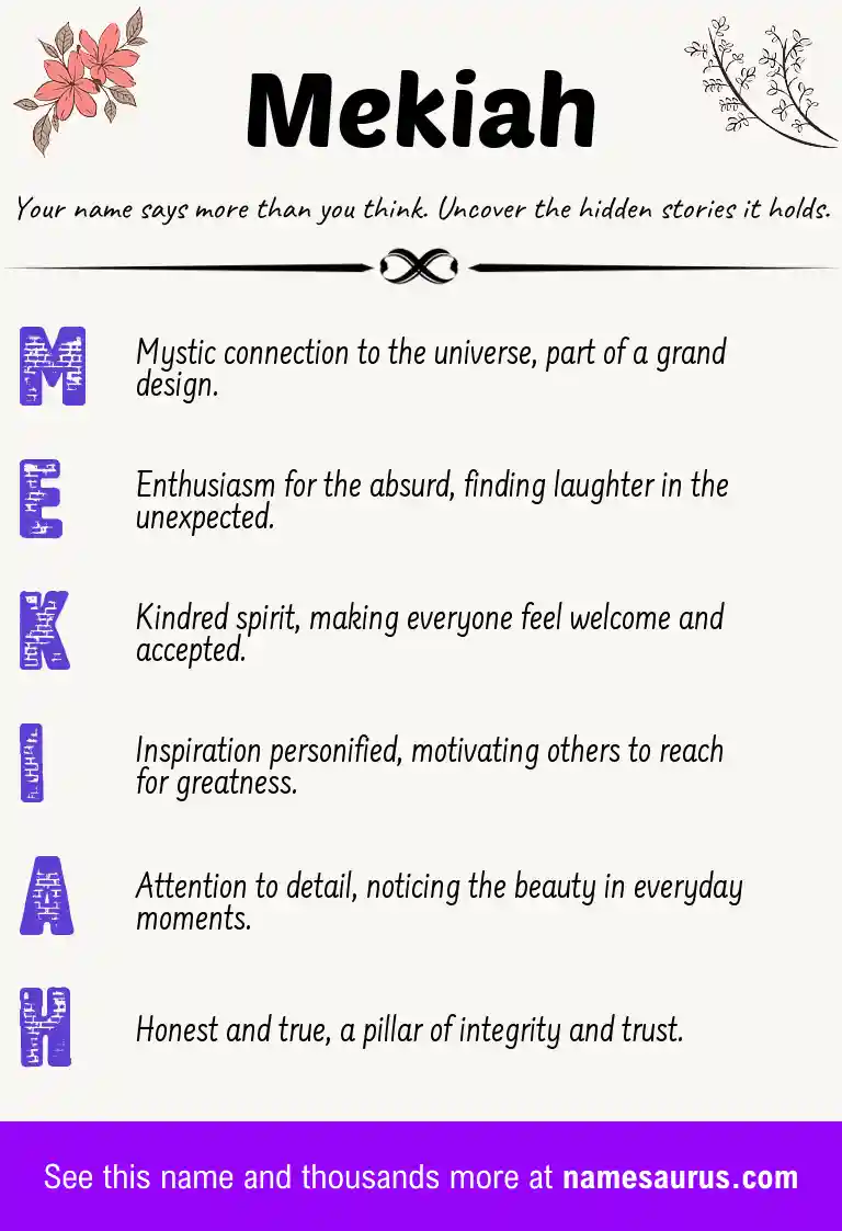 Acrostic poem about Mekiah.