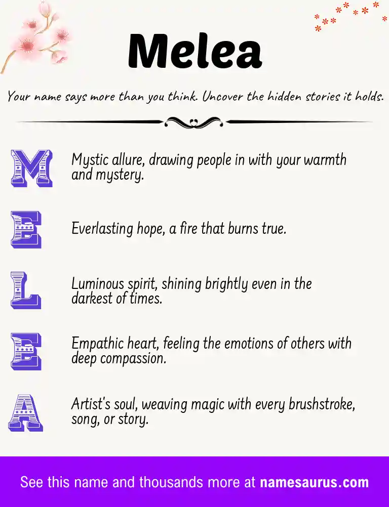 Acrostic poem about Melea.