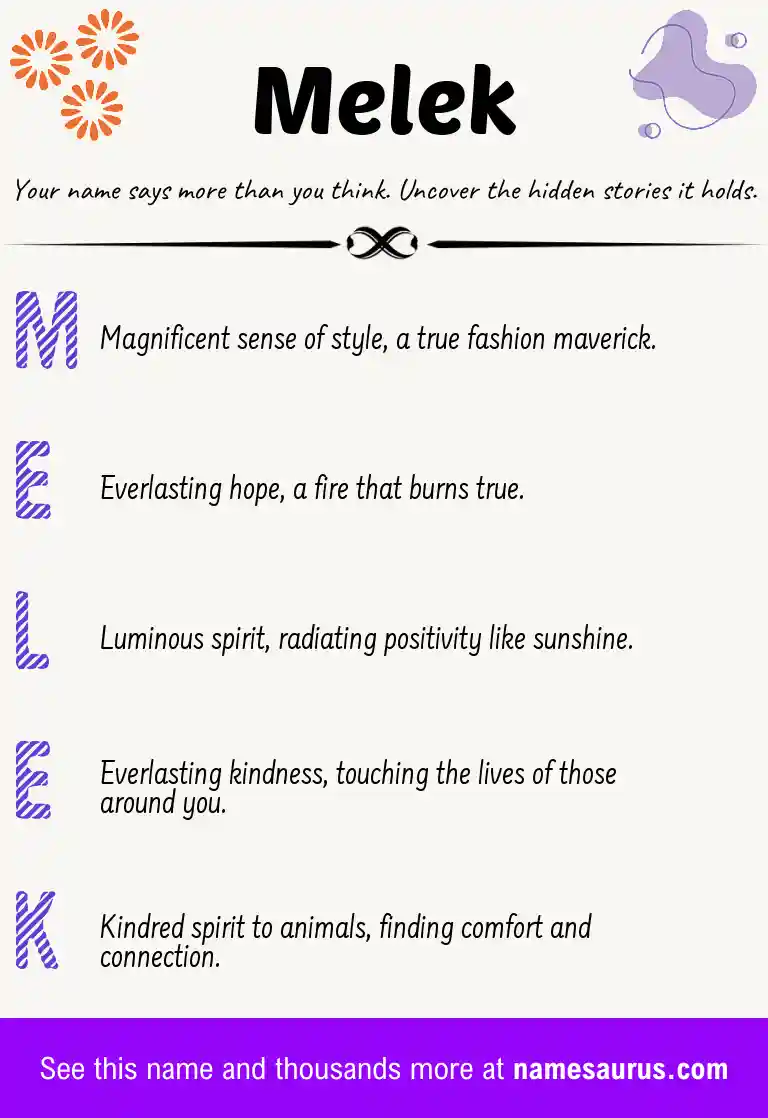 Acrostic poem about Melek.