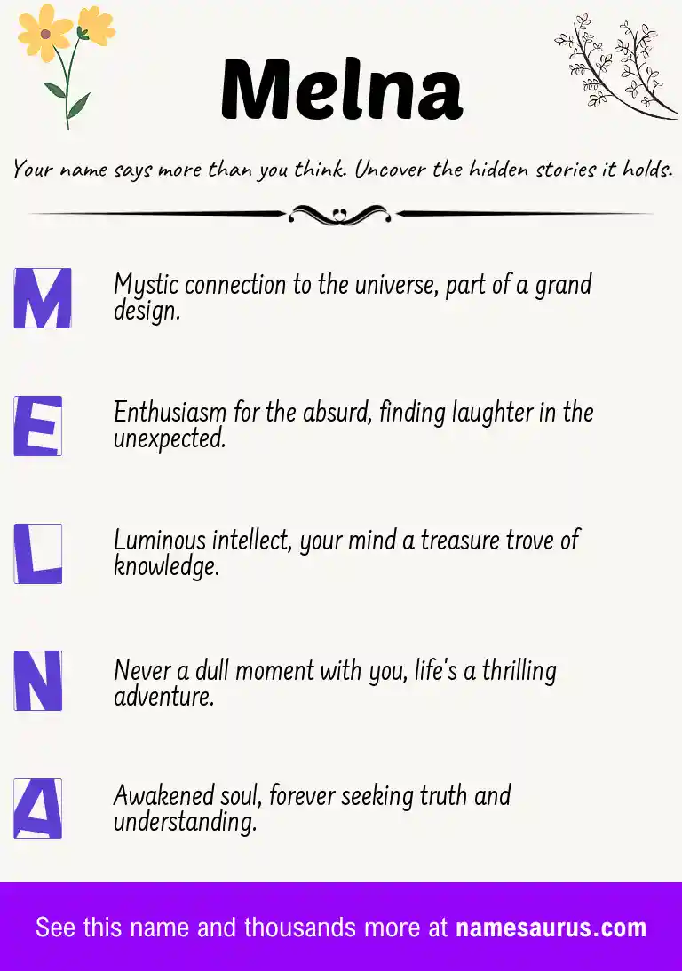 Acrostic poem about Melna.