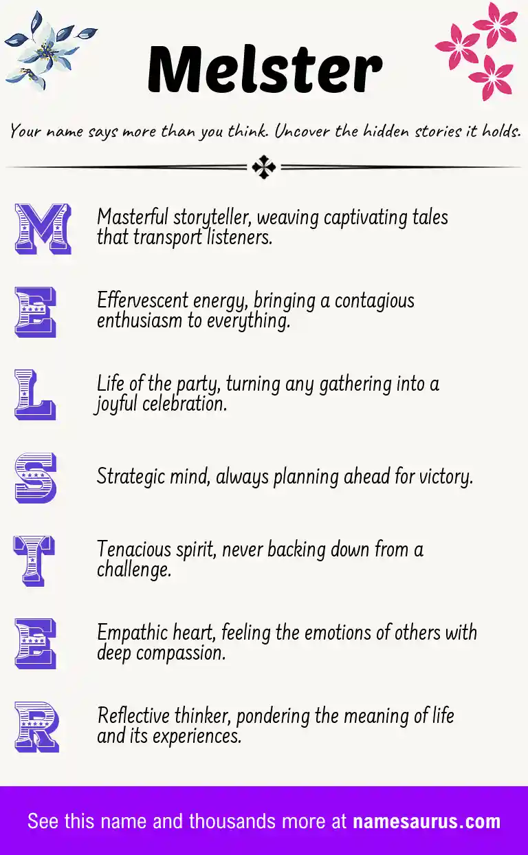 Acrostic poem about Melster.