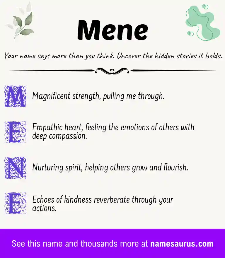 Acrostic poem about Mene.
