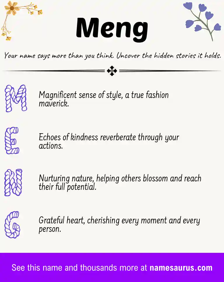 Acrostic poem about Meng.