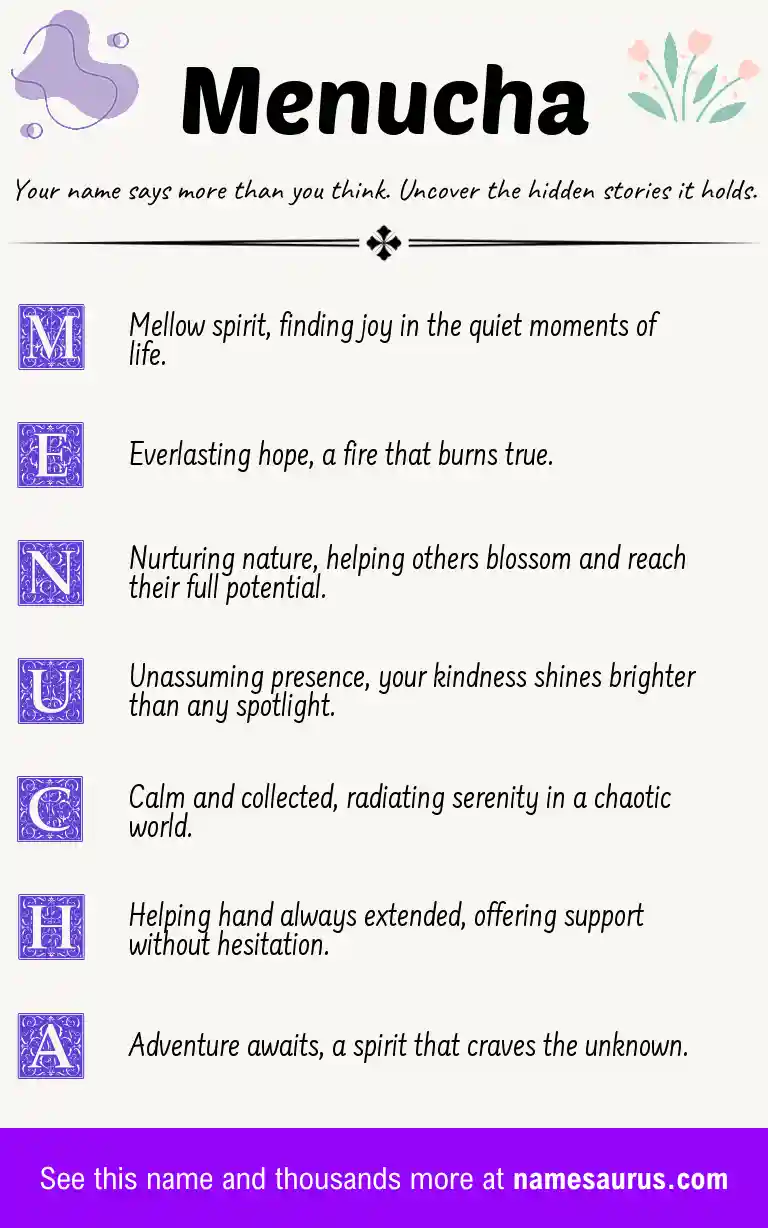 Acrostic poem about Menucha.