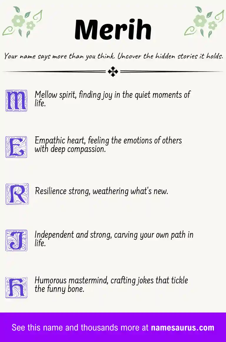 Acrostic poem about Merih.