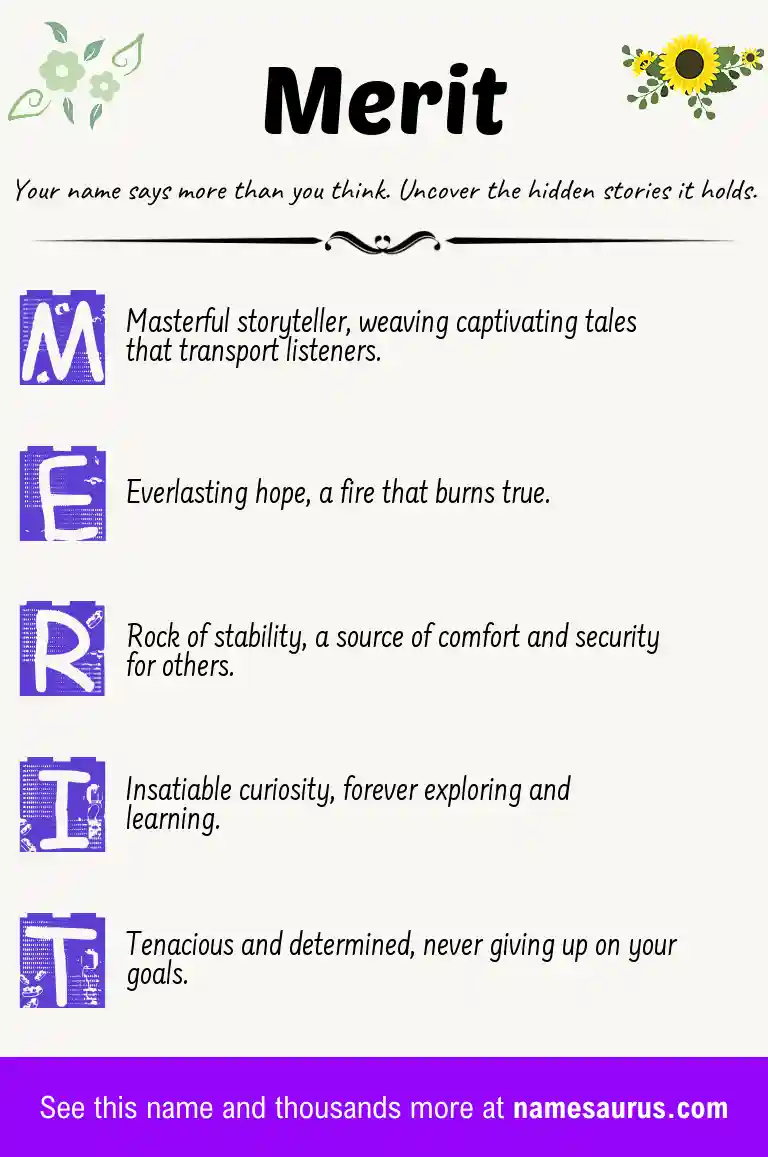 Acrostic poem about Merit.