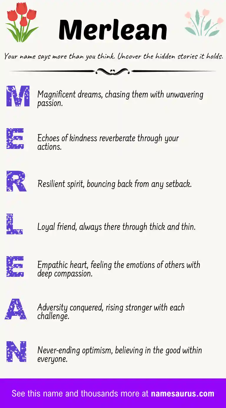Acrostic poem about Merlean.