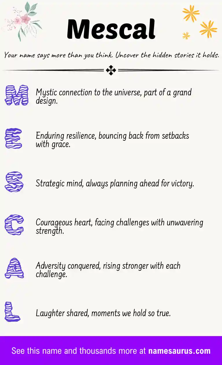 Acrostic poem about Mescal.