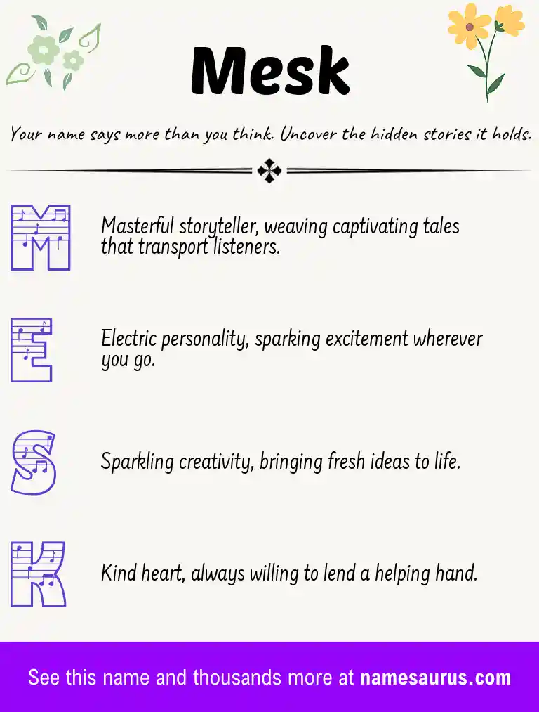 Acrostic poem about Mesk.