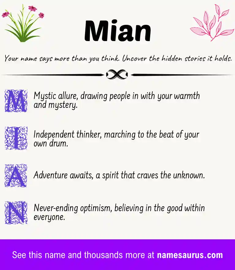 Acrostic poem about Mian.