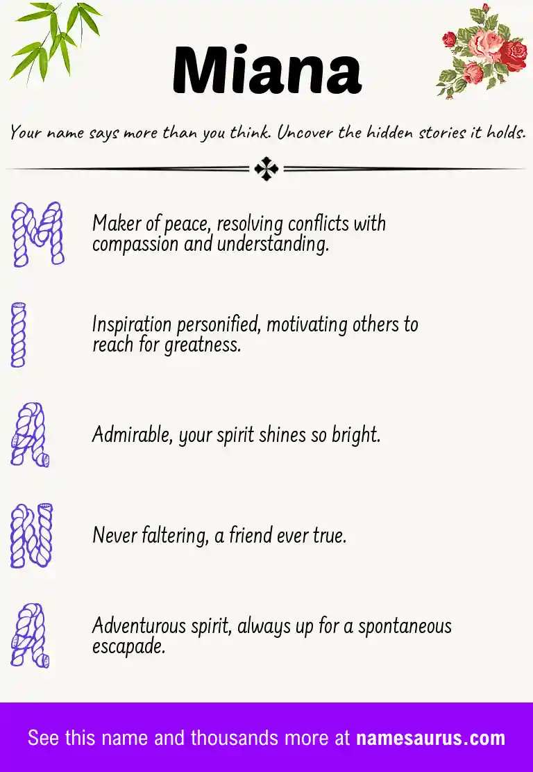 Acrostic poem about Miana.