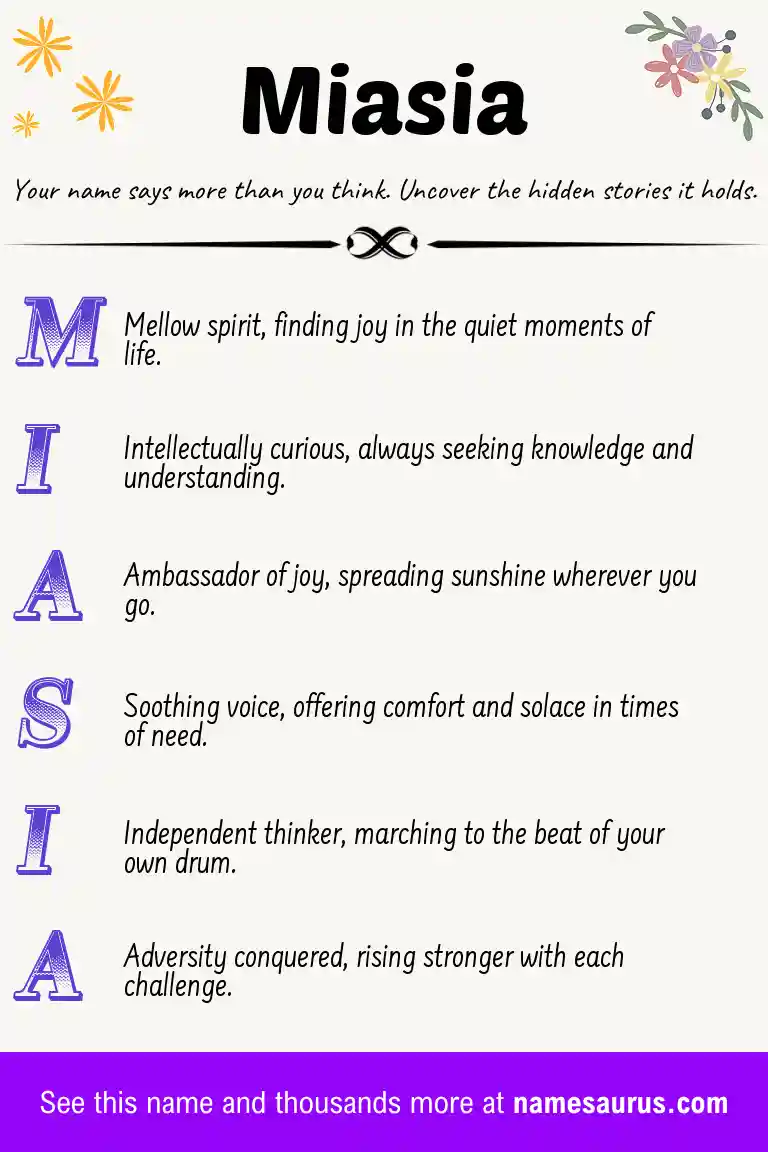 Acrostic poem about Miasia.