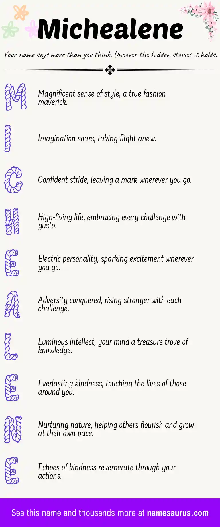 Acrostic poem about Michealene.