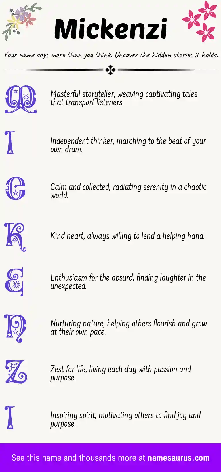 Acrostic poem about Mickenzi.