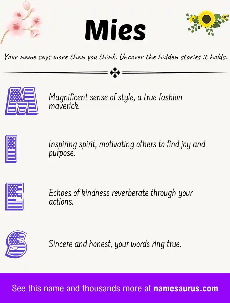 Acrostic poem about Mies.