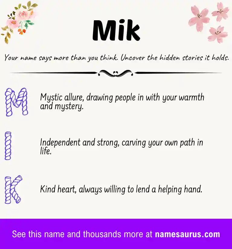 Acrostic poem about Mik.