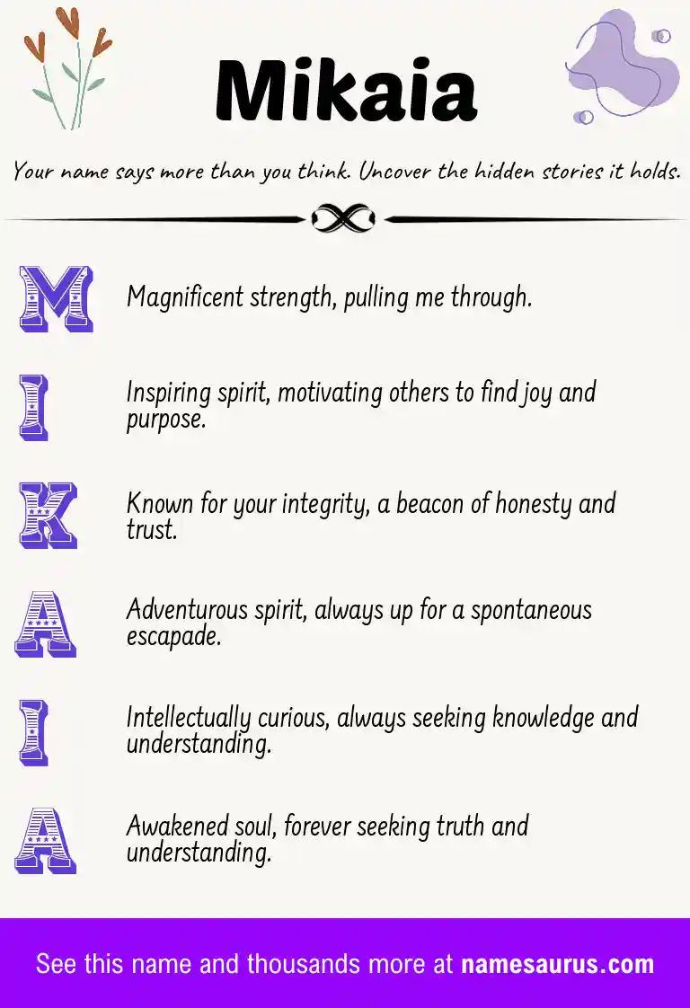 Acrostic poem about Mikaia.