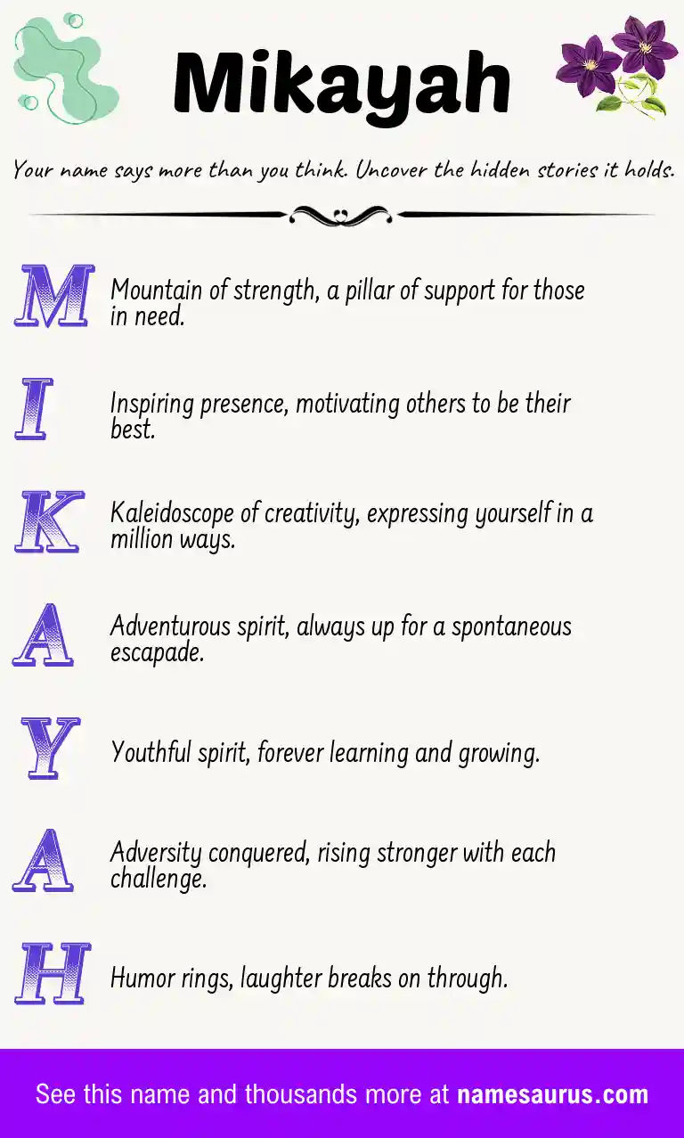 Acrostic poem about Mikayah.