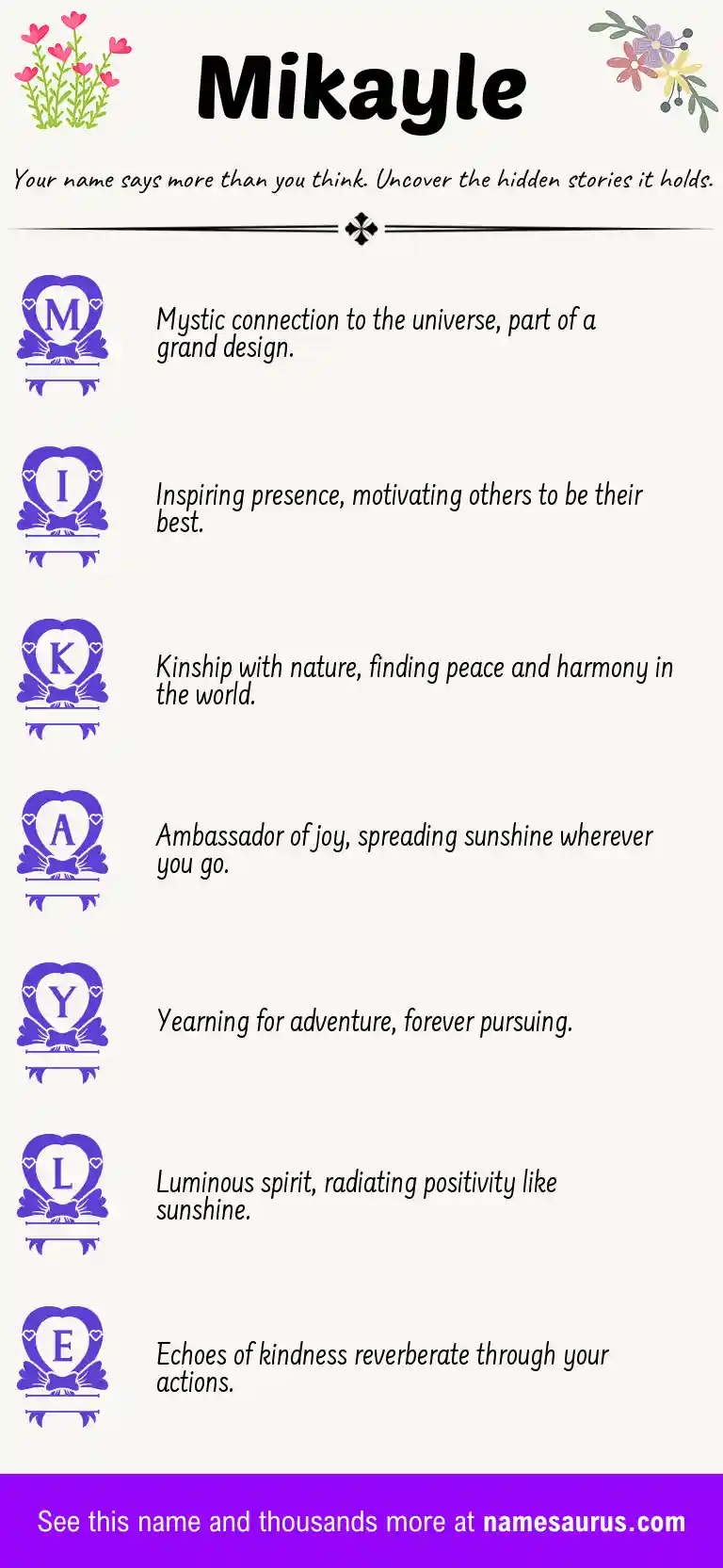 Acrostic poem about Mikayle.