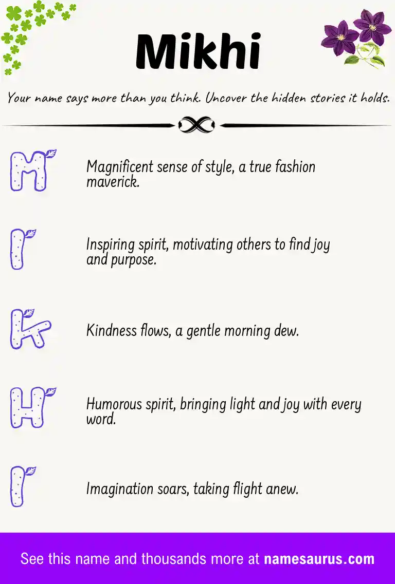 Acrostic poem about Mikhi.